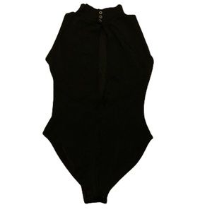Liza Bruce vintage black spandex bodysuit made in England